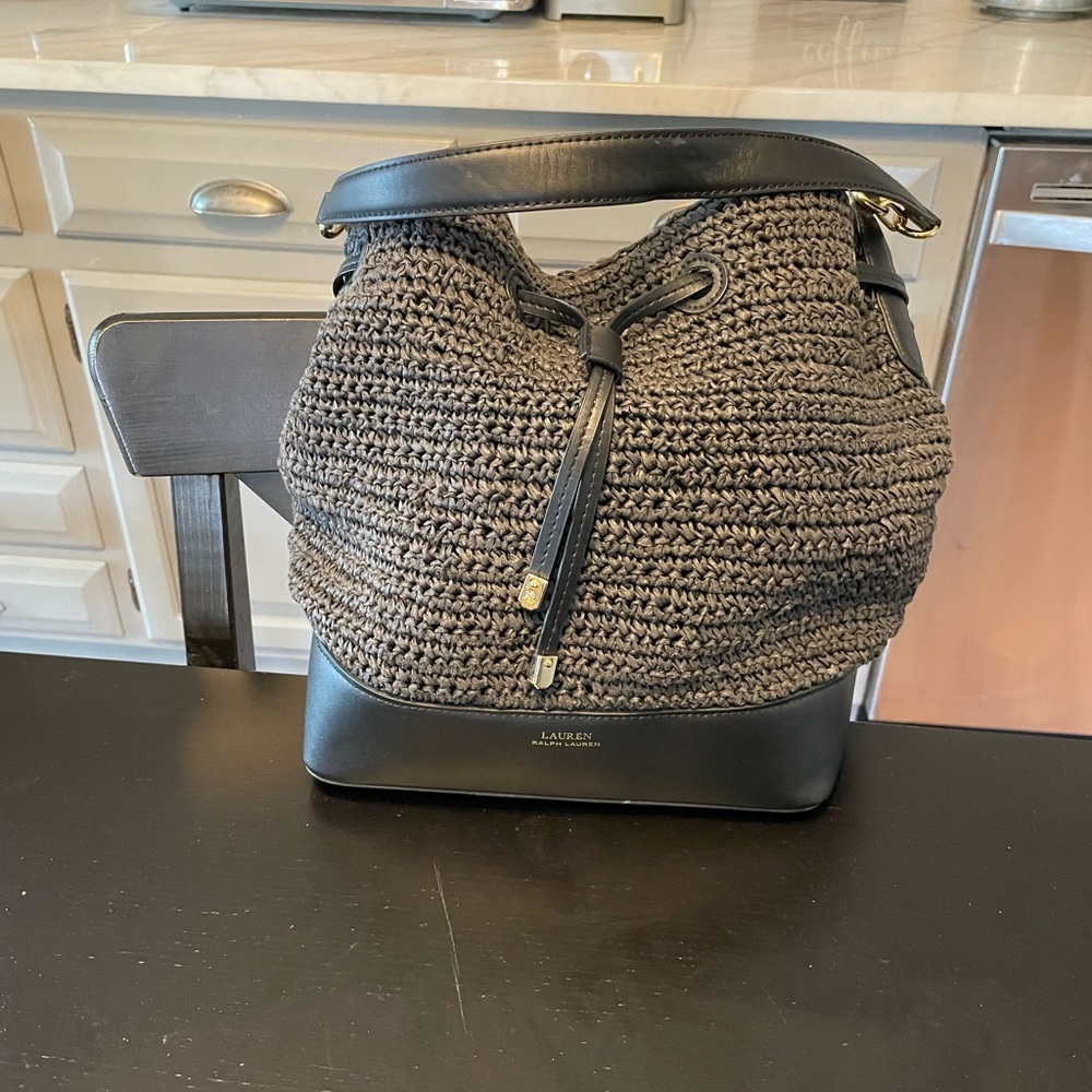 Ralph Lauren Black Crochet Bucket Bag - Picture 2 of 4